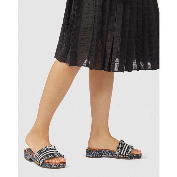 Coach Brayden Rafia Leather Sandals Slides size 6.5 - Picture 4 of 11